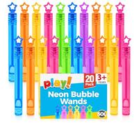 SOL 20pc Neon Bubble Wands Multipack - Pre-Filled with Bubbles - Perfect Party Bag Fillers Birthday Mini Loot Bag Favors Party Fillers for Kids Bubbles, Fun for Boys Girls Indoor Outdoor Summer Games