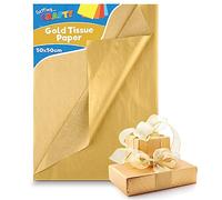 SOL 20pk Gold Tissue Paper for Wrapping Gifts - 50x50cm Sheets - Perfect for Presents, Gift Bags and Hampers - Lustrous, Elegant, Great for Crafting, Party, Weddings, Anniversary, Christmas Events DIY