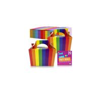 SOL 20pk Large Rainbow Birthday Party Boxes for Kids Party Food - Easy to Assemble, Handle for Cake and Treats, Perfect for Snacks, Goodies