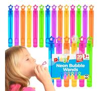 SOL 20pk Neon Bubble Wands, Assorted Mix Colour Multipack, Perfect Birthday Mini Loot Bag Favors and Party Fillers for Kids, Fun for Boys and Girls Indoor and Outdoor Summer Games