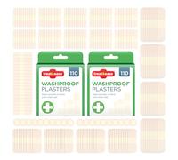 SOL 220pcs Waterproof Plasters & Dressing Supplies - Assorted Sizes for Blisters, Cuts- Soft Cushioned Pads, Breathable, Secure in Wet Conditions - Waterproof Plasters for Wounds, Ideal for Active Use