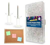 SOL 220pk Clear Push Pins - Transparent Drawing Pins with Box