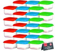 SOL 24 Pack of Small Plastic Containers with Lids - 6cm x 6cm x 3.5cm - Mini Kitchen Storage Small Tub with Lids - 80ml - Stackable & Airtight Storage