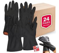 SOL 24 Pairs Large Industrial Rubber Gloves, 31cm x 41cm Heavy Duty Rubber Gloves, Comfortable Fit Waterproof, Oil-Resistant, Long Gauntlet Design, Ideal for Cleaning, Construction & Industrial Use