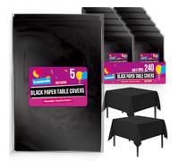 SOL 240pk Bulk Black Paper Table Covers 90x90cm Tablecloths for Parties Cover Disposable - Absorbent Design - Great for Weddings, Buffets, Catering, Family Gatherings, Village Halls & Special Events