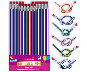 SOL 24pk Bendy Pencils - 18.5cm Flexible Novelty Pencils
