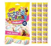 SOL 24pk Bulk Twisted 'n' Fruity Mallows 200g, Assorted Fruit Flavour Sweet Marshmallows, Fat-free Treats for Parties, Cake Toppers, Snack Box Filler, Colourful Pick n Mix, Fun Gift Idea for All Ages