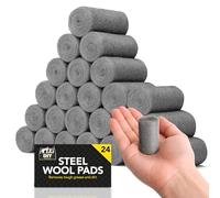 SOL 24pk Grade 0 Steel Wool Mice Blocker Wire Wool for Cleaning Coarse Abrasive Pads for Rust Removal Surface Preparation Metal Wood DIY Maintenance Heavy Duty Polishing Household Use Pest Control