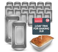 SOL 24pk Loaf Tins for Baking - 2lb Non-Stick Stainless Steel Pans | 21x11x6.4cm even baking depth, easy release lip handles, for bread, cakes and artisan loaves
