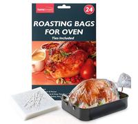 SOL 24pk Roasting Bags for Oven with Ties Included 38x25cm Multipurpose Heat Resistant Leak Proof Cooking Pouches for Poultry Meat Vegetables Turkey Beef Festive Meals Home Use