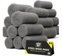 SOL 24Pk Steel Wool Pads Fine Grade 0 Metal Scourers For Polishing Buffing Rust Removal Paint Prep And Multipurpose Cleaning Tasks