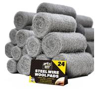SOL 24pk Steel Wool Pads - Ultra Fine Grade 0000 Metal Scourers for Polishing, Rust Removal, Paint Prep - Versatile Scourers for Cleaning Wood, Metal, Furniture, Restoration and DIY Use