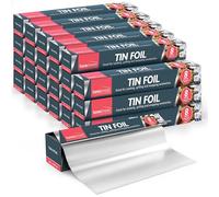 SOL 24pk Tin Foil 192m Total, 8m x 29cm - Non-Stick Heavy Duty Cooking Foil | 8m x 29cm rolls with cutter, locks in flavour, for wrapping, grilling, baking and freezer storage