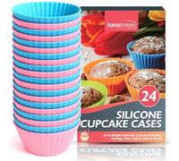 SOL 24x Reusable Silicone Cupcake Cases in Blue and Pink - Muffin Cases for Baking Cupcake 7cm Reusable Non-Stick and Easy Clean Bakeware - Silicone Muffin Cases Mini Baking Molds Baby Shower