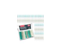 SOL 250pcs Dental Floss Picks, Green Silicone Sticks and Interdental Tooth Brushes for Human Teeth Cleaning, Plastic Toothpicks with Dual Design, Non