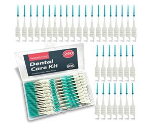 SOL 250pcs Dental Floss Picks - Green Silicone Sticks, Interdental Flossers for Teeth Cleaning, Plastic Toothpicks with Dual Design, Non-Slip Handle, Portable Travel-Friendly Tooth Care Flossing Harps
