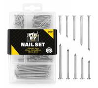 SOL 250pk Masonry Nails Assorted 60mm 40mm 30mm 25mm 20mm Hardened Steel Fixings for Brick Concrete Stone Walls DIY Construction Repairs Home Improvement Supplied in Organised Storage Box