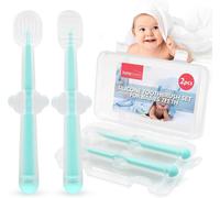 SOL 2Pc Silicone Toothbrush Set For Babies, Easy-Grip Toddler Brush For Gentle Gum Care, Tongue Cleaning, Chewable Teething Comfort