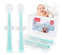 SOL 2pc Silicone Toothbrush Set for Babies, Easy-Grip Toddler Tooth Brush for Gentle Baby Gum Care, Tongue Cleaning, Oral Hygiene, Chewable Teething Comfort, Ideal for Infants 6 Months to 1 Year Old