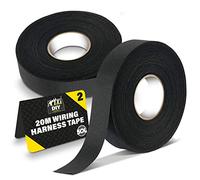SOL 2pk 20m Wiring Harness Tape, Black Loom Binding Felt for Cars, Motorcycle, Durable and Flexible, Heat-Resistant Adhesive Fabric Cloth Strip, Ideal for Automotive Electrical Wire Cable Management