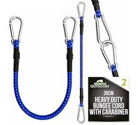 SOL 2pk 30cm Bungee Cord with Carabiner Clips Elastic Straps Robust Clips for Camping Tarpaulin Bike Roof Rack Luggage Outdoor Gear Garden Caravan Travel and Securing Loads