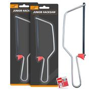 SOL 2pk 6 Inch Junior Hacksaw for Metal Cutting Plastic Wood PVC Pipe Mini Hacksaw Compact Hand Saw Frame with Blade Adjustable Precision DIY Workshop Repair Tool Lightweight Durable Easy Grip Handle