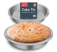 SOL 2pk 8-Inch Cake Tin Dishwasher & Freezer Safe - 3.5Cm Deep Durable Stainless Steel Round Cake Tins for Baking at Home & Commercial Use - Cake Pans for Cakes & Desserts