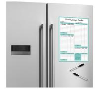 SOL 2pk A4 Magnetic Monthly Budget Tracker for Fridge, Reusable Dry Erase Budget Planner with Two Pens for Expense Monitoring Finance Planning Household Money Organisation and Spending Control