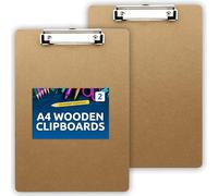 SOL 2pk A4 Wooden Clipboards - Smooth Writing Surface, Metal Clip