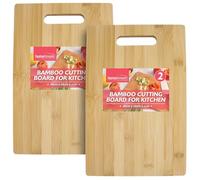 SOL 2pk Bamboo Cutting Board for Kitchen 30 x 20cm x 1cm Wooden Chopping Surface for Bread Meat Fruit and Vegetables Durable Serving Tray for Household Meal Preparation Everyday Use