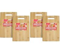 SOL 2pk Bamboo Cutting Board for Kitchen 30 x 20cm x 1cm Wooden Chopping Surface for Bread Meat Fruit and Vegetables Durable Serving Tray for Household Meal Preparation Everyday Use (Pack of 2)
