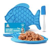 SOL 2pk Cat Lick Mat with Spatula - Silicone Slow Feeder for Cats | Non slip suction base, dishwasher safe, reusable and easy to clean