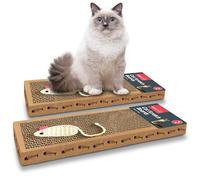 SOL 2pk Cats Scratch Boards 37 x 12cm Reversible Cat Scratching Board for Indoor Feline & Kitten, Durable Long-Lasting, Protect Furniture, Provides Entertainment, Encourages Healthy Play and Claw Care