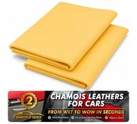 SOL 2pk Chamois Leathers for Cars - Absorbent Shammy Leather Cloth for Car