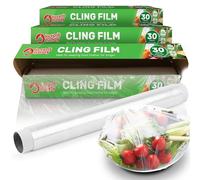 SOL 2pk Cling Film - 30cm x 30m Rolls (150m Total), Food Cling Film with Cutter for Storing & Wrapping, Professional Catering Dispenser, Durable Plastic Wrap