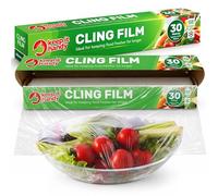 SOL 2pk Cling Film 30cm x 30m Rolls 60m Total Food Wrap Clear Stretch Seal for Fresh Storage Kitchen Use Freezer Fridge Covering Multipurpose Catering Preparation Easy Tear Durable