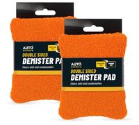 SOL 2pk Double Sided Demister Pad, Microfibre Chamois Car Window Sponge, Windscreen Mist Condensation Remover, Reusable Interior Glass Cleaner, Clears Fog Fast for Safe Driving