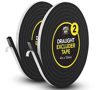 SOL 2pk Draught Excluder Tape 4m x 10mm - Self-Adhesive Foam Tape for Doors and Window Seal - Insulation Strip for Gaps and Cracks - Blocks Cold Air, Dust and Noise - Easy to Apply and Cut