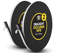 SOL 2pk Draught Excluder Tape 8m Total Length 10mm Wide 6mm Thick Self Adhesive Seal Draft Excluder for Doors and Windows Foam Strip Weatherproof Gap Filler Easy Install Home Door Frame Protection