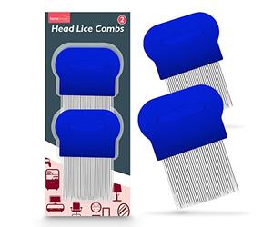 SOL 2pk Head Lice Combs for Kids & Adults - Metal Nit Comb with Micro Precision Teeth for Nits Removal - Gentle on Scalp, Suitable for All Hair Types, Comfortable Grip, Easy to Clean, Great for Fleas