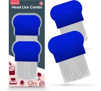 SOL 2Pk Head Lice Combs Metal Nit Combs With Micro Precision Teeth For Nits Removal Gentle On Scalp For All Hair Types Easy To Clean