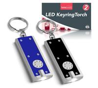 SOL 2Pk Led Keychain Small Torch Light - Pocket Torch Small Bright With Built In Batteries - Small Led Mini Torch Keyring Torch