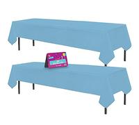 SOL 2pk Long Blue Table Cloth Party 274x137cm Plastic Cover Disposable Tablecloths for Parties - Spill Protection - Great for Weddings, Buffets, Catering, Restaurants, Outdoor Events & Celebrations