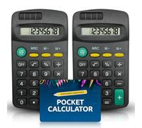 SOL 2pk Pocket Calculator, 6.5cm x 11.5cm Basics Calculator, Lightweight & Compact for Easy Carry, 8 Digit Standard Function for Simple & Easy Usage, Clear Display Battery-Operated, Perfect for Travel