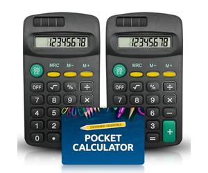SOL 2pk Pocket Calculator, 6.5cm x 11.5cm Basics Calculator, Lightweight & Compact for Easy Carry, 8 Digit Standard Function for Simple & Easy Usage, Clear Display Battery-Operated, Perfect for Travel