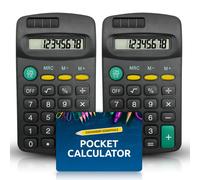 SOL 2pk Pocket Calculator, 6.5cm x 11.5cm Lightweight & Compact for Easy Carry, 8 Dig