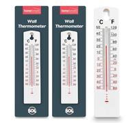 SOL 2pk Room Thermometer Indoor and Outdoor Wall Thermometer Temperature Gauge for Home Garden Greenhouse Shed Clear Scale Easy Read Wall Mount Durable Plastic Household Monitoring