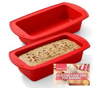 SOL 2pk Silicone Loaf Tins - 2lb Non Stick Bread Pans 27 x 13 cm | Flexible easy release baking tins for bread, sponges and cakes, easy to clean oven safe bakeware