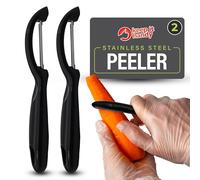SOL 2pk Stainless Steel Peelers - Non-Slip Grip, Hanging Loop - Sharp Blades for Effortless Peeling - Ideal for Potatoes, Carrots & Other Vegetables - Dishwasher Safe Kitchen Tool