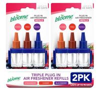 SOL 2pk Triple Plug In Air Freshener Refills - Berry Scent Long Lasting Odour Eliminator - Compatible With 3volution Plug In Refill - 2pk x 7ml